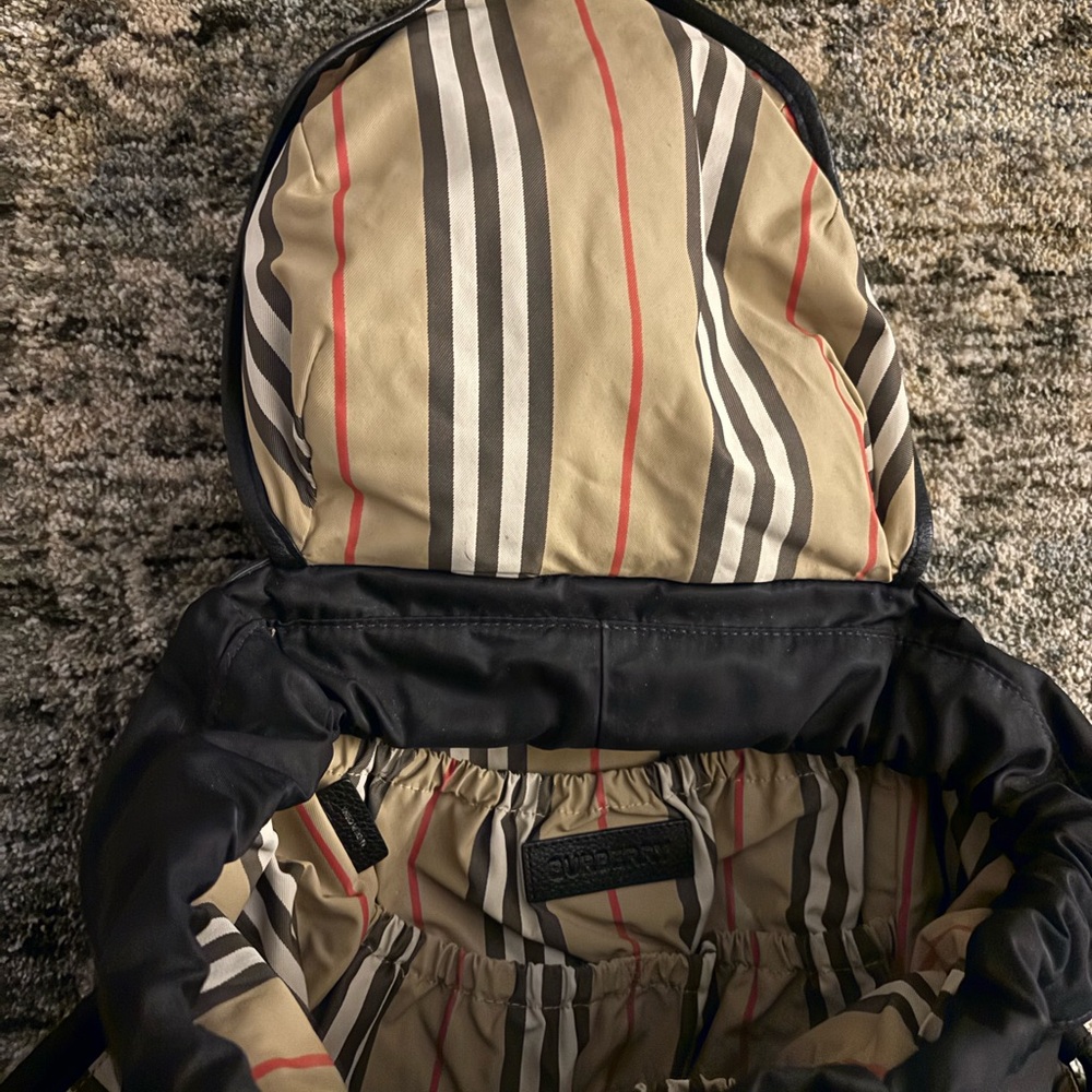 Burberry Black Leather Trim Backpack - Picture 2 of 3